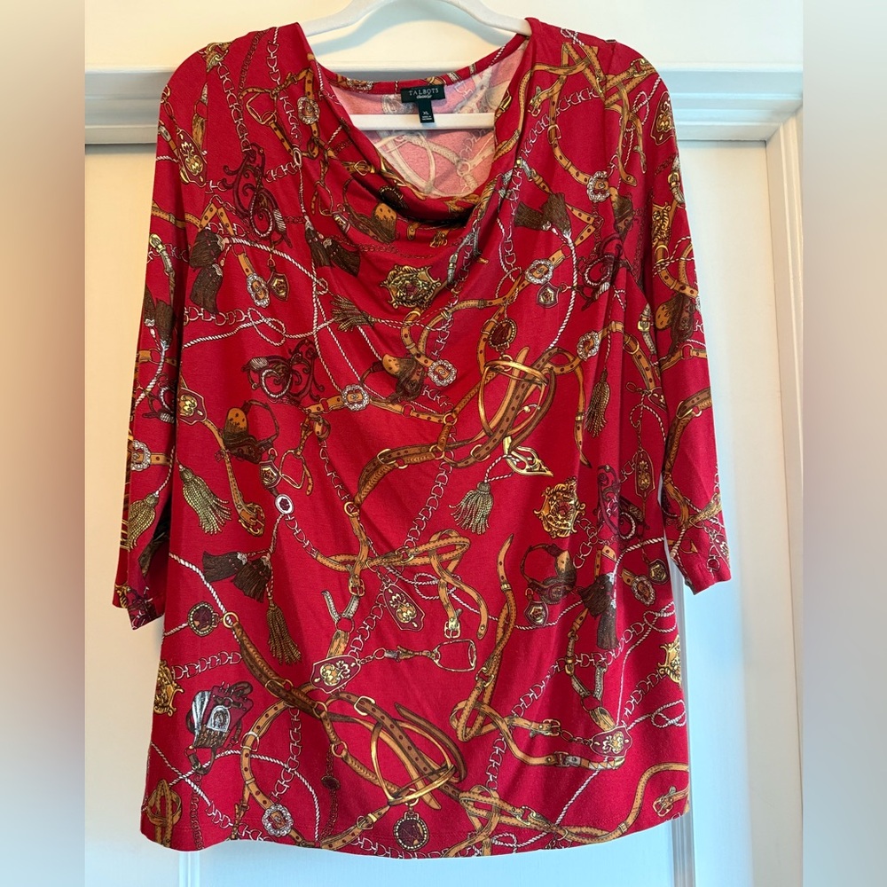 Talbots Equestrian Print Women's Top, XL